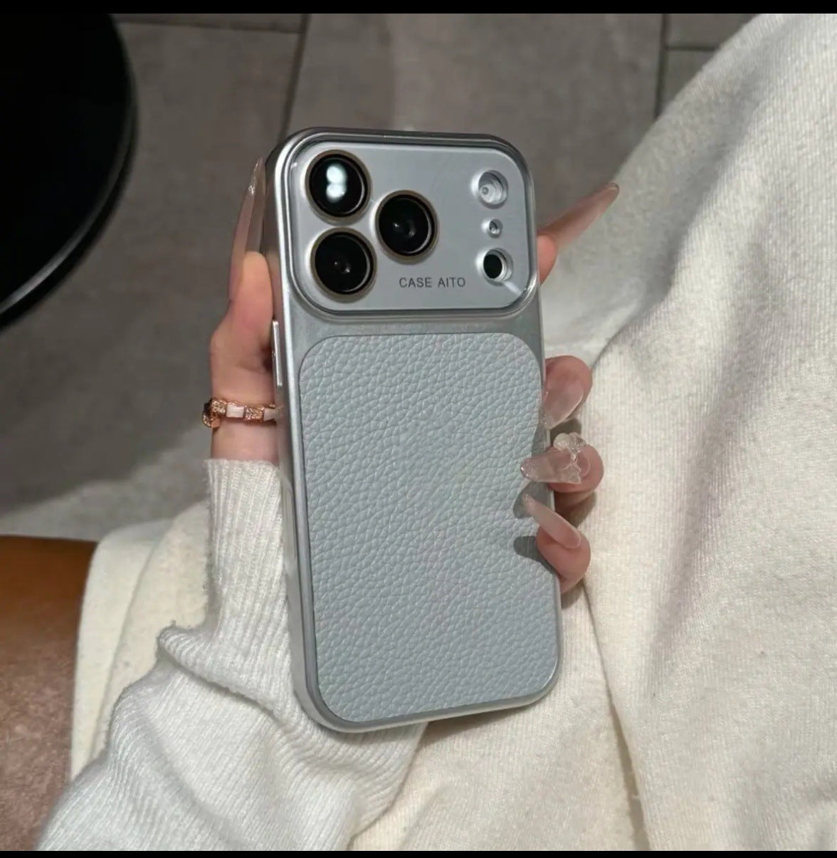 Apple Iphone New Large View Max Lychee Leather Textured Phone case  (Exclusive)