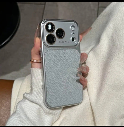 Apple Iphone New Large View Max Lychee Leather Textured Phone case  (Exclusive)
