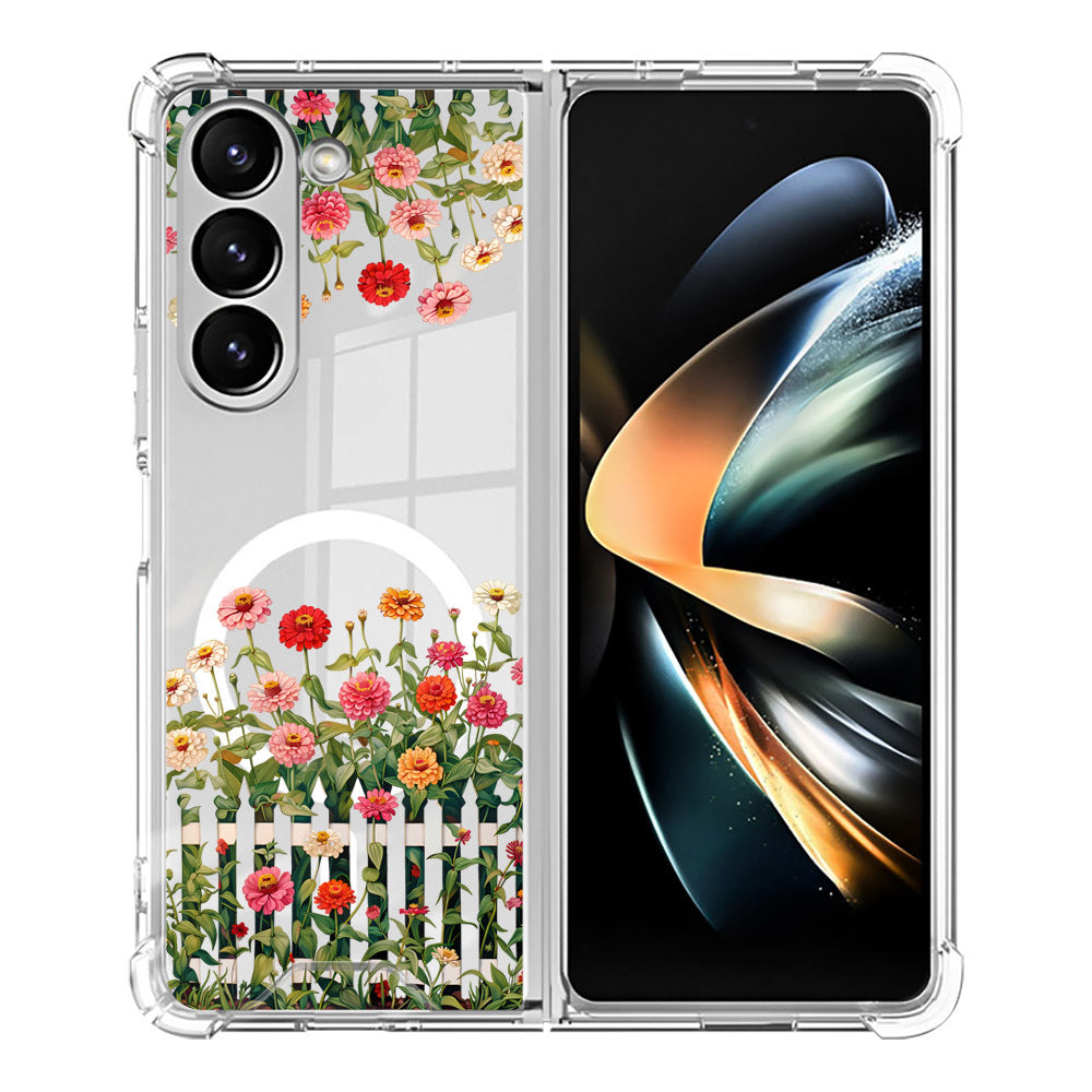 Samsung Fold & Flip Painted European and American Style Anti-Fingerprint Floral Tpu Two-In-One Phone Case (Exclusive)