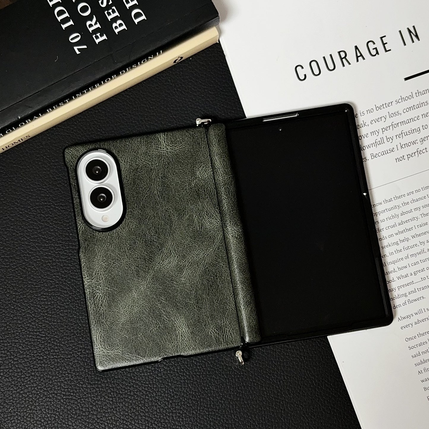 Samsung Fold series wide folding crazy horse phone case (Exclusive)