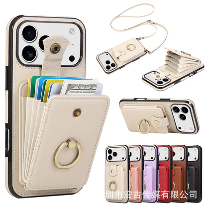 Apple iPhone Ring Buckle Accordion Crossbody Lanyard Card Holder Case (Exclusive)