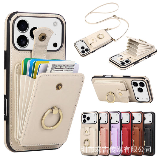 Apple iPhone Ring Buckle Accordion Crossbody Lanyard Card Holder Case (Exclusive)