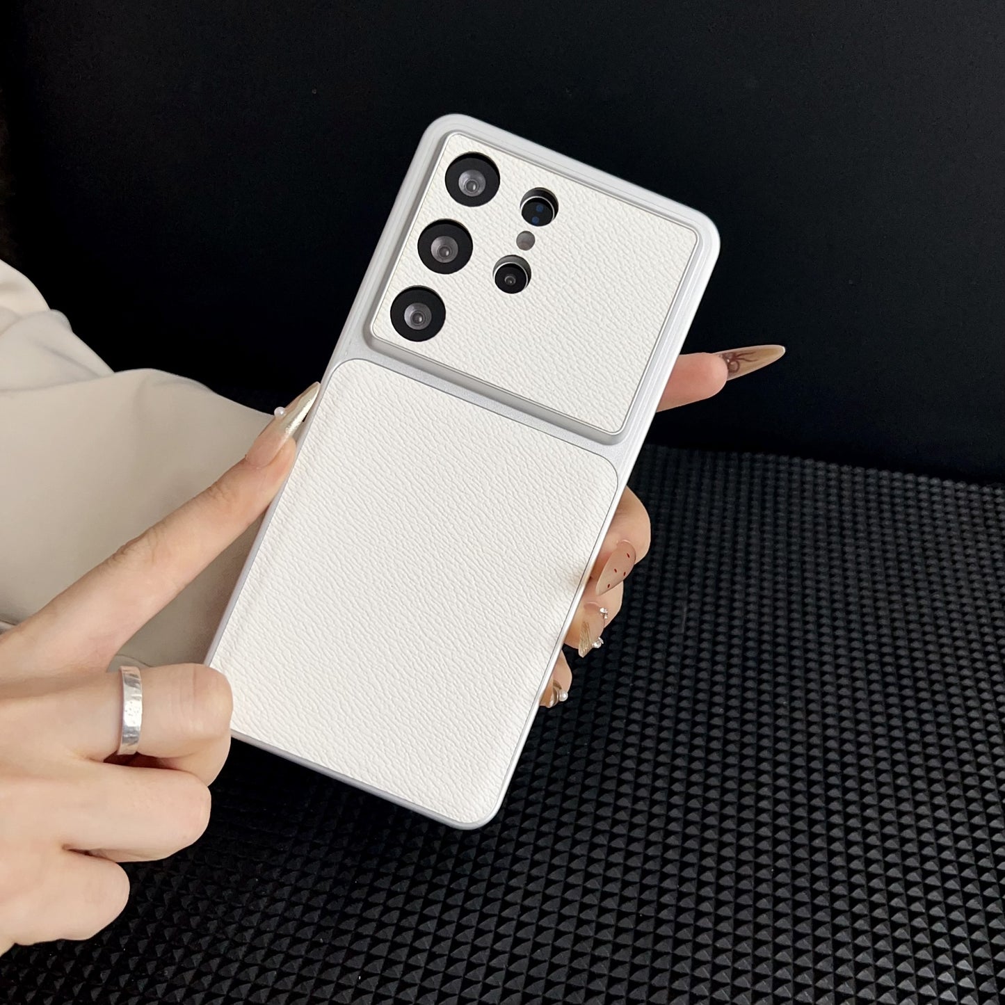 Apple Iphone series Leather Phone Case with Small V Pattern, Anti-Drop, Simple Design Case (Exclsuive)