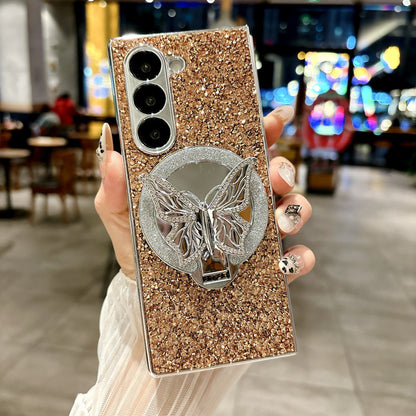 Samsung Fold Electroplated Diamond-Encrusted Butterfly Stand Folding Phone Case (Exclusive)