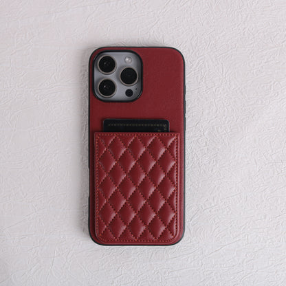 Apple Iphone Lambskin Pu Leather Diamond-Patterned Card Holder Case (Exclusive)