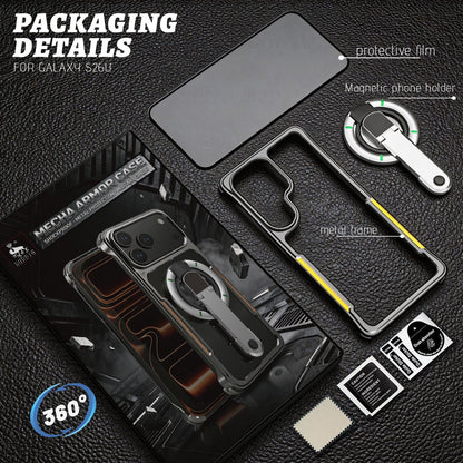 Apple Iphone & Samsung ultra rotating stand with film, metal frame, magnetic stand, protective case (Exclusive)