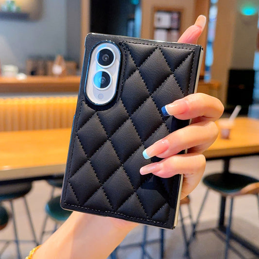Samsung Fold premium leather stylish Chanel-style women's case (Exclusive)