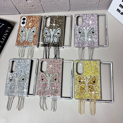 Samsung Fold & Flip series electroplated quicksand butterfly diamond folding Case (Exclusive)