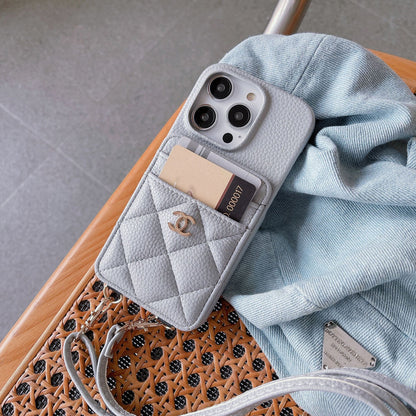 Apple Tweed Style Card Diagonal Leather Halter Case (Exclusive)