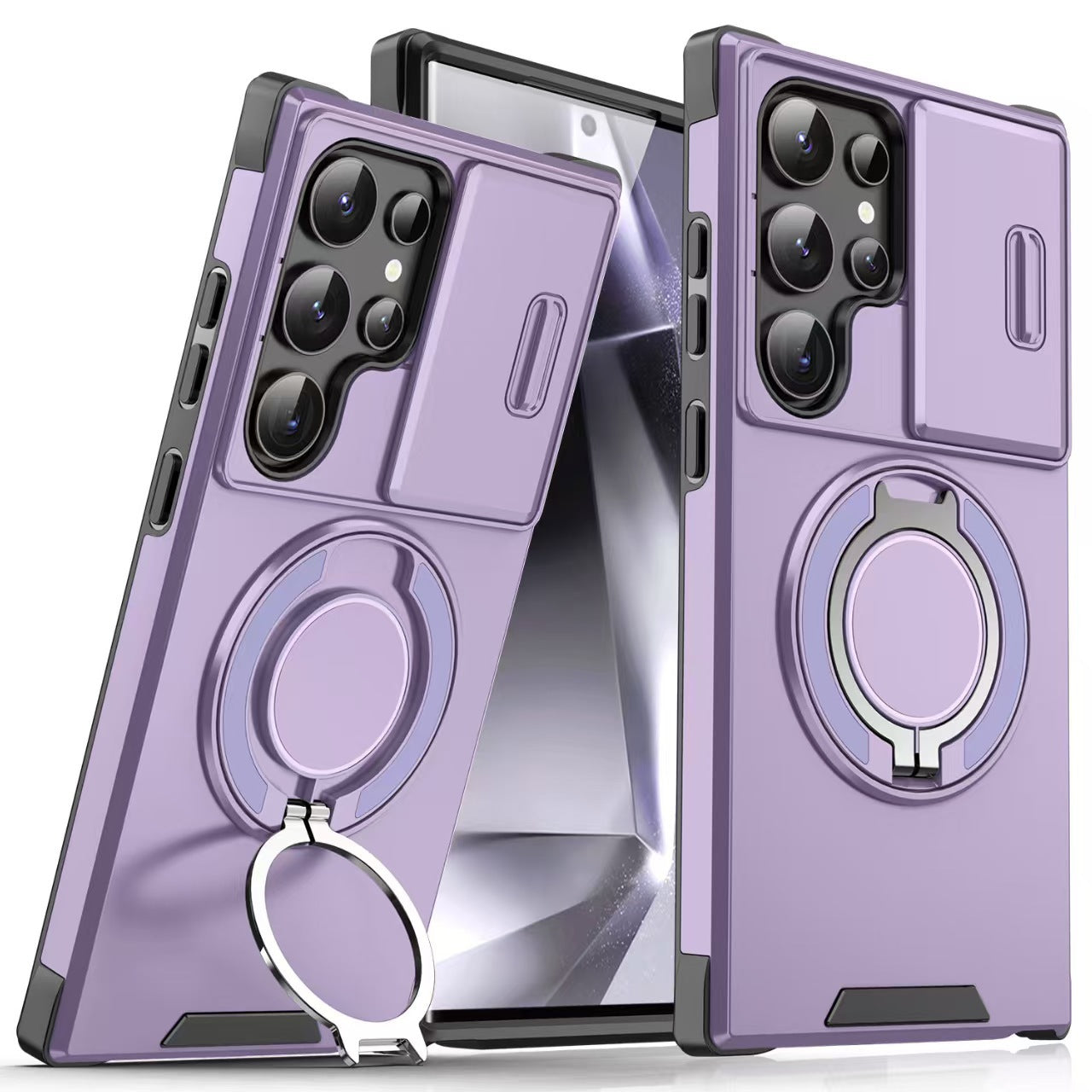 Samsung Ultra Series Applicable Magnetic Rotating Holder Phone Case With Sliding window  (Exclusive)