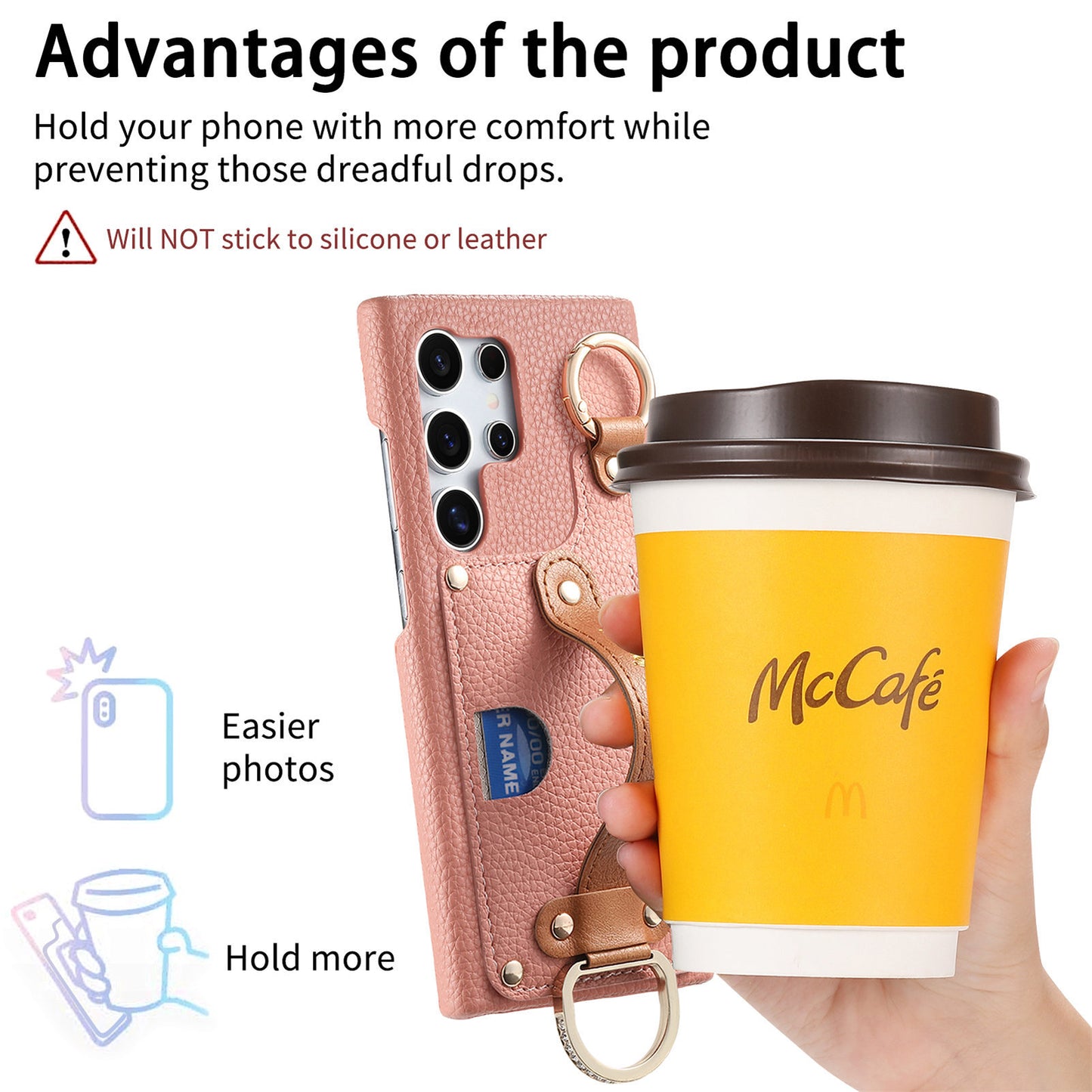 Samsung Ultra series Phone Case with Ring, Lychee Pattern (Exclusive)