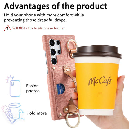Samsung Ultra series Phone Case with Ring, Lychee Pattern (Exclusive)
