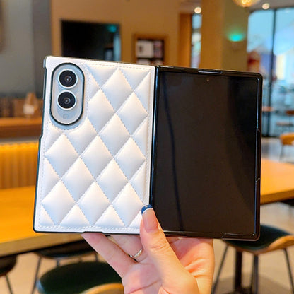 Samsung Fold premium leather stylish Chanel-style women's case (Exclusive)