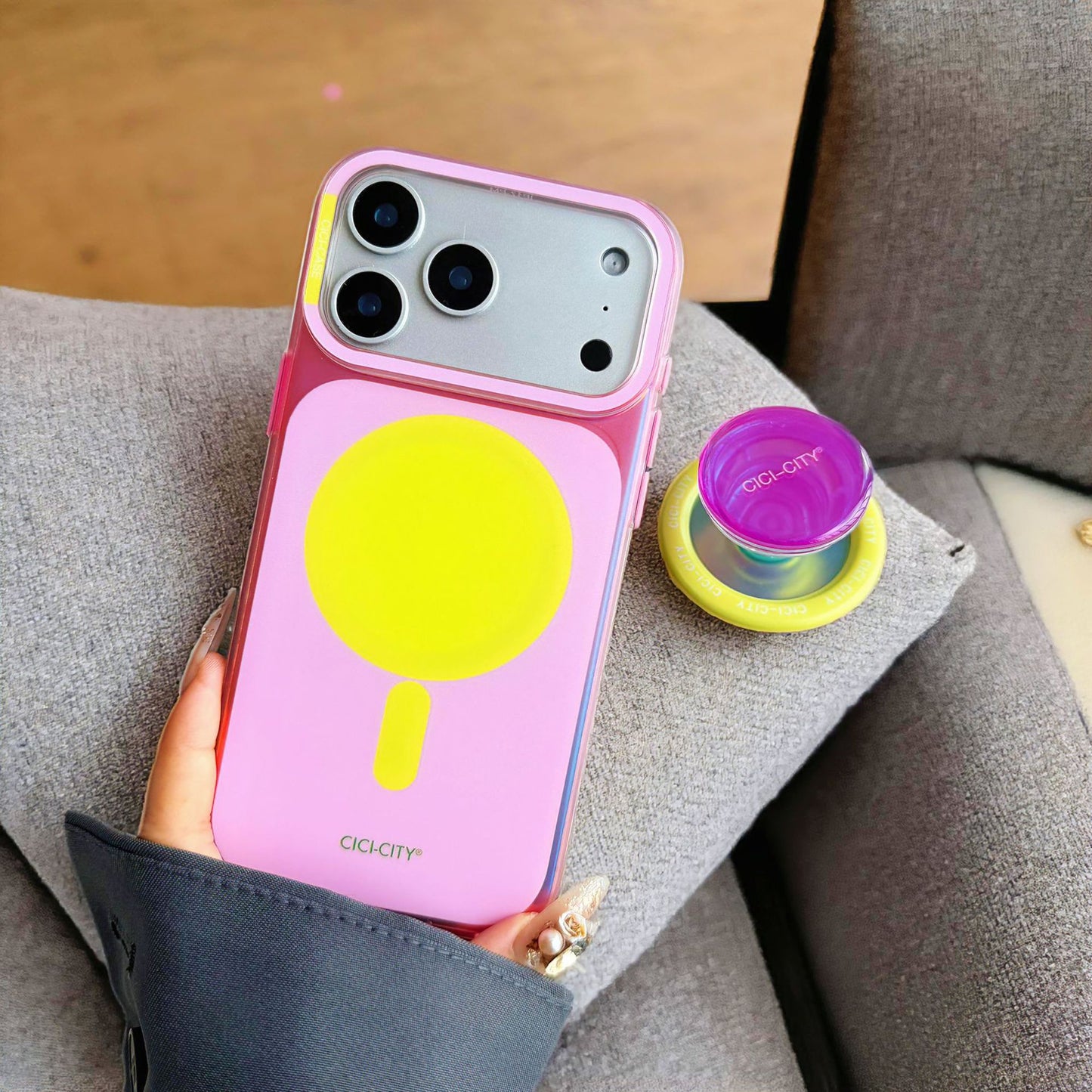 Apple Iphone Macaron High-End Laser Pure Magnetic Suction Holder Case (Exclusive)