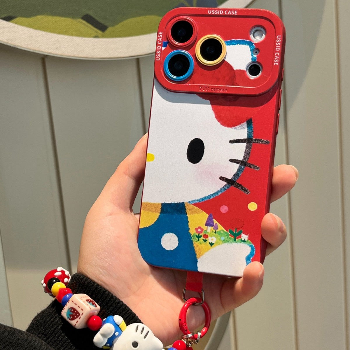 Apple Iphone New Year Big Face Cat for Girls Soft Case + Same style Hanging Chain  (Exclusive)