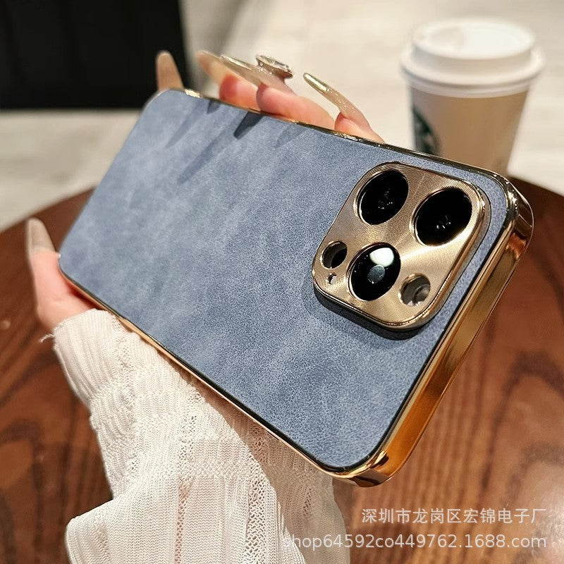 Apple Iphone Lambskin Electroplated Anti-Fall High-End Leather Protective Case (Exclsuive)