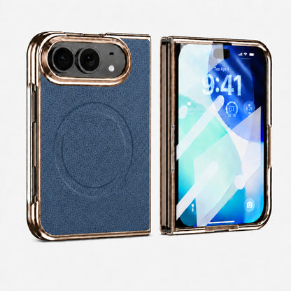 Apple Iphone Ultra electroplated magnetic folding screen lychee leather texture protective case (Exclusive)