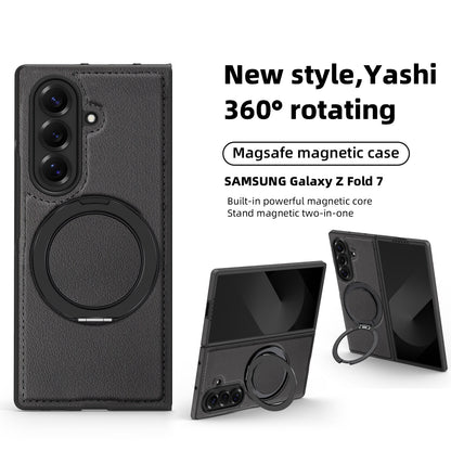 Samsung Fold & Flip Series off Stacked Mobile Phone Case Yashi Leather Texture 360 Magnetic Rotating Stand (Exclusive)