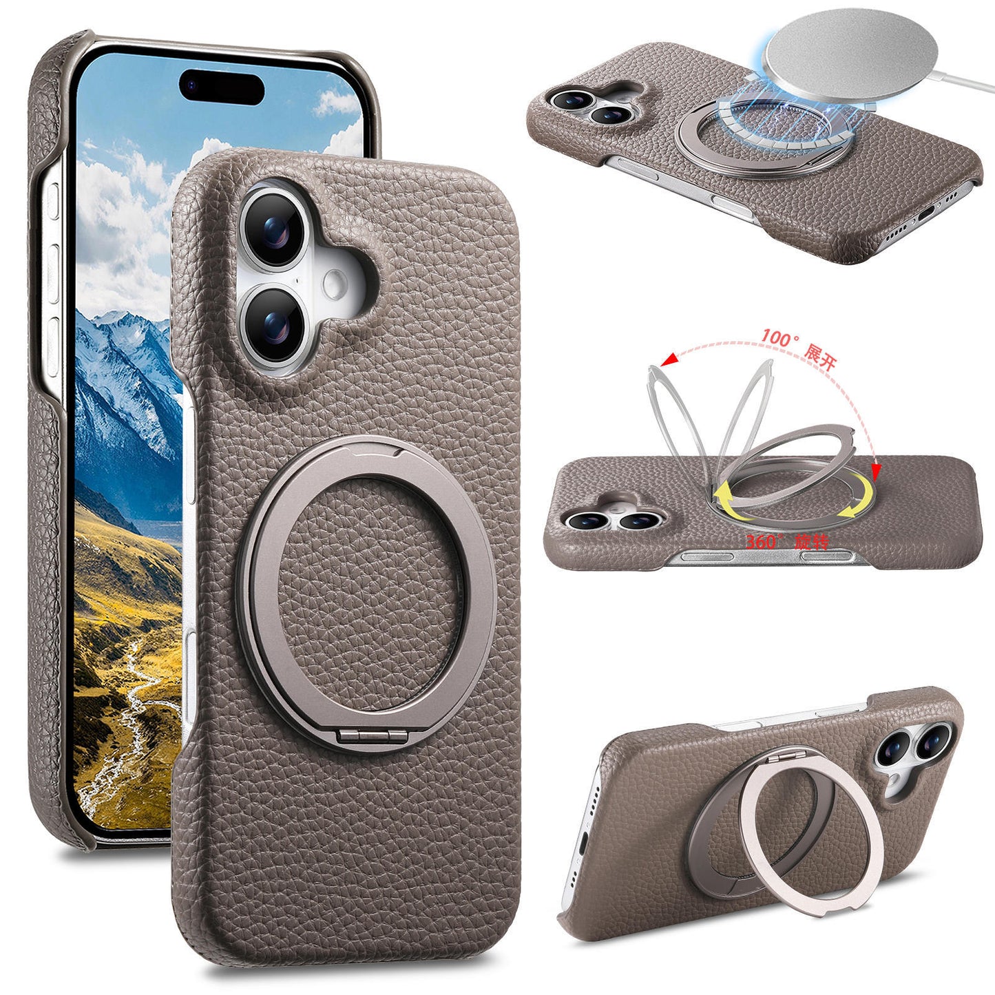 Apple Iphone series Rotating Stand Pebbled Leather Protective Cover (Exclusive)