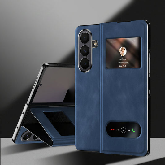 Samsung Fold Series Dual-Window Luxury Nappa Texture Magnetic Protective Case (Exclusive)