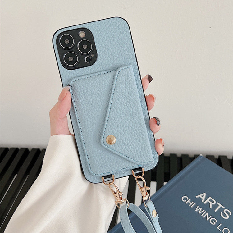Apple iphone Creative Card-Insert Wallet Leather Case with Lanyard Case (Exclusive)