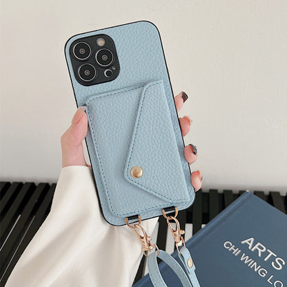 Apple iphone Creative Card-Insert Wallet Leather Case with Lanyard Case (Exclusive)