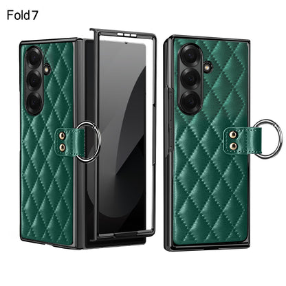 Samsung Fold electroplated ring phone case, Korean style, drop-proof protective case (Exclusive)