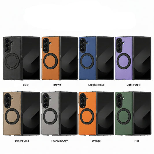 Samsung Fold & Flip Series off Stacked Mobile Phone Case Yashi Leather Texture 360 Magnetic Rotating Stand (Exclusive)