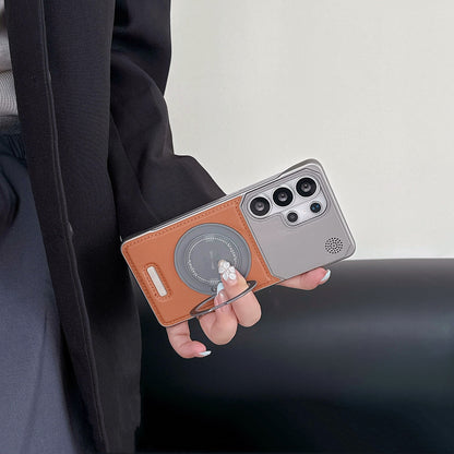 Samsung Ultra Series leather texture Magsafe compatible rotating Case (Exclusive)