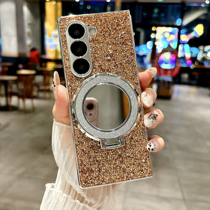 Samsung Fold Electroplated Flash Diamond Mirror Stand Folding Case (Exclusive)