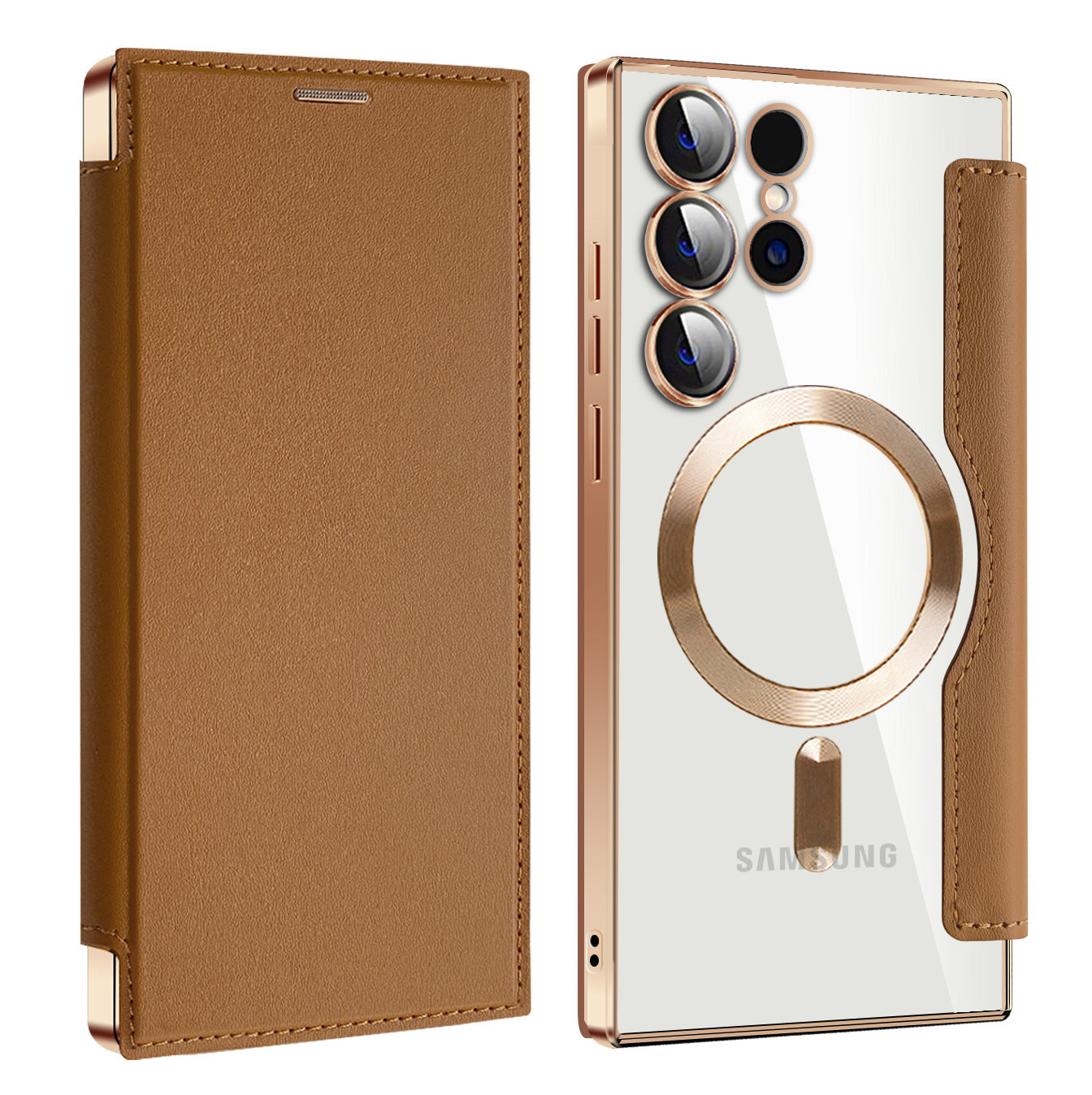 Samsung Ultra series Electroplated Gold Shield Magnetic Case (Exclsuive)