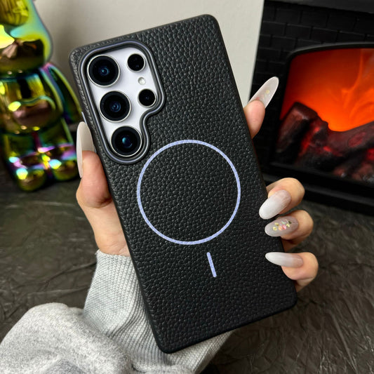 Samsung Ultra series Litchi Pattern Soft Shell Magnetic Case  (Exclusive)