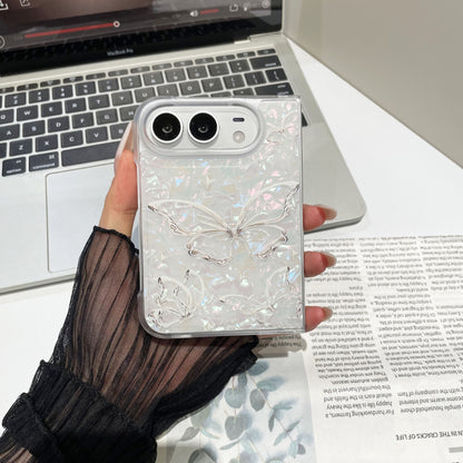 Apple Iphone Ultra ins style shell pattern flower full coverage drop protection foldable screen Case (Exclusive)