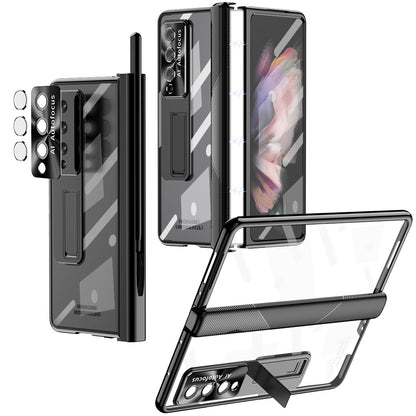 Samsung Fold Series Magnetic Hinge Folding Protective Case W22 Electroplated Lens Film Leather Case Suitable (Exclusive)