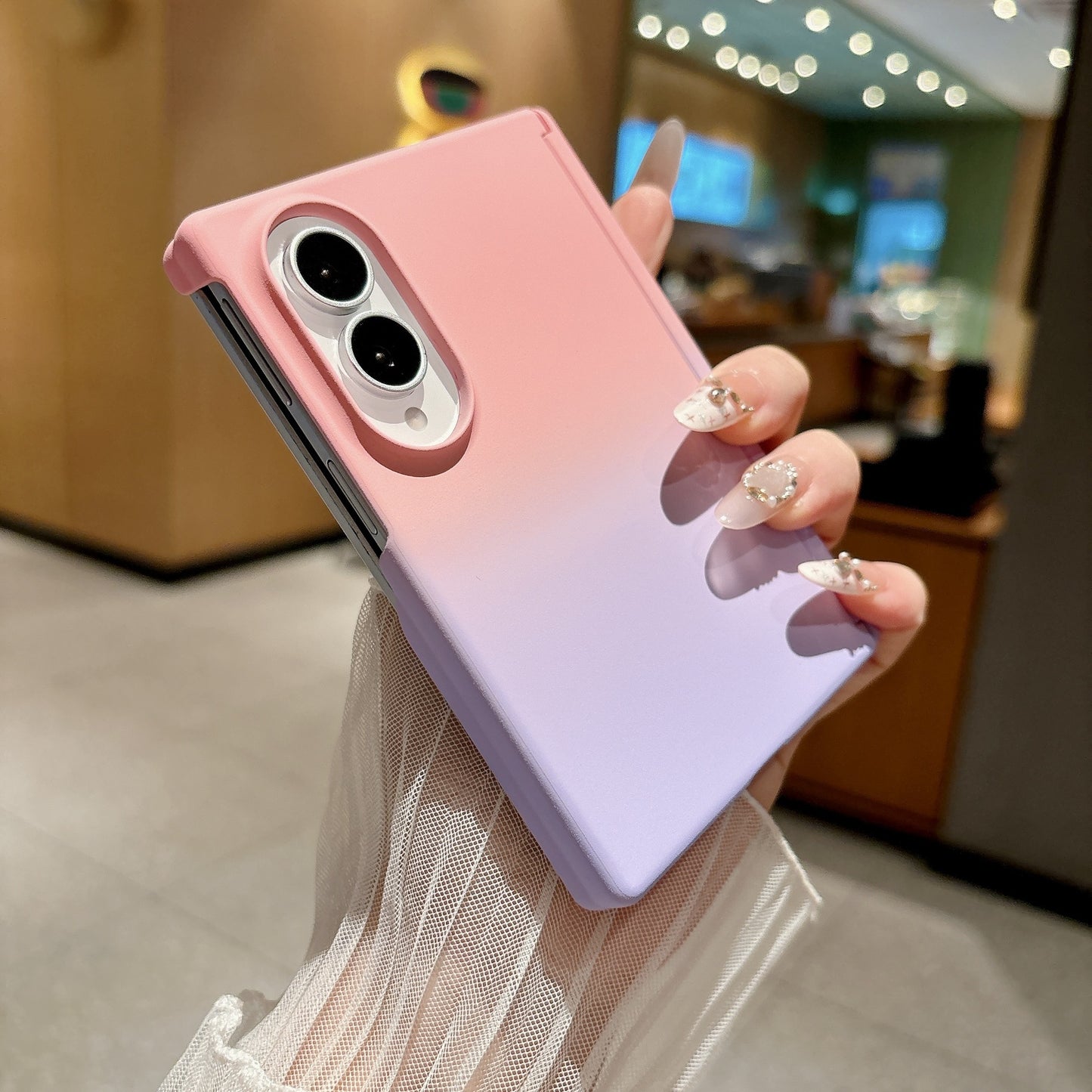 Samsung Fold wide phone magnetic closure gradient frosted case (Exclusive)