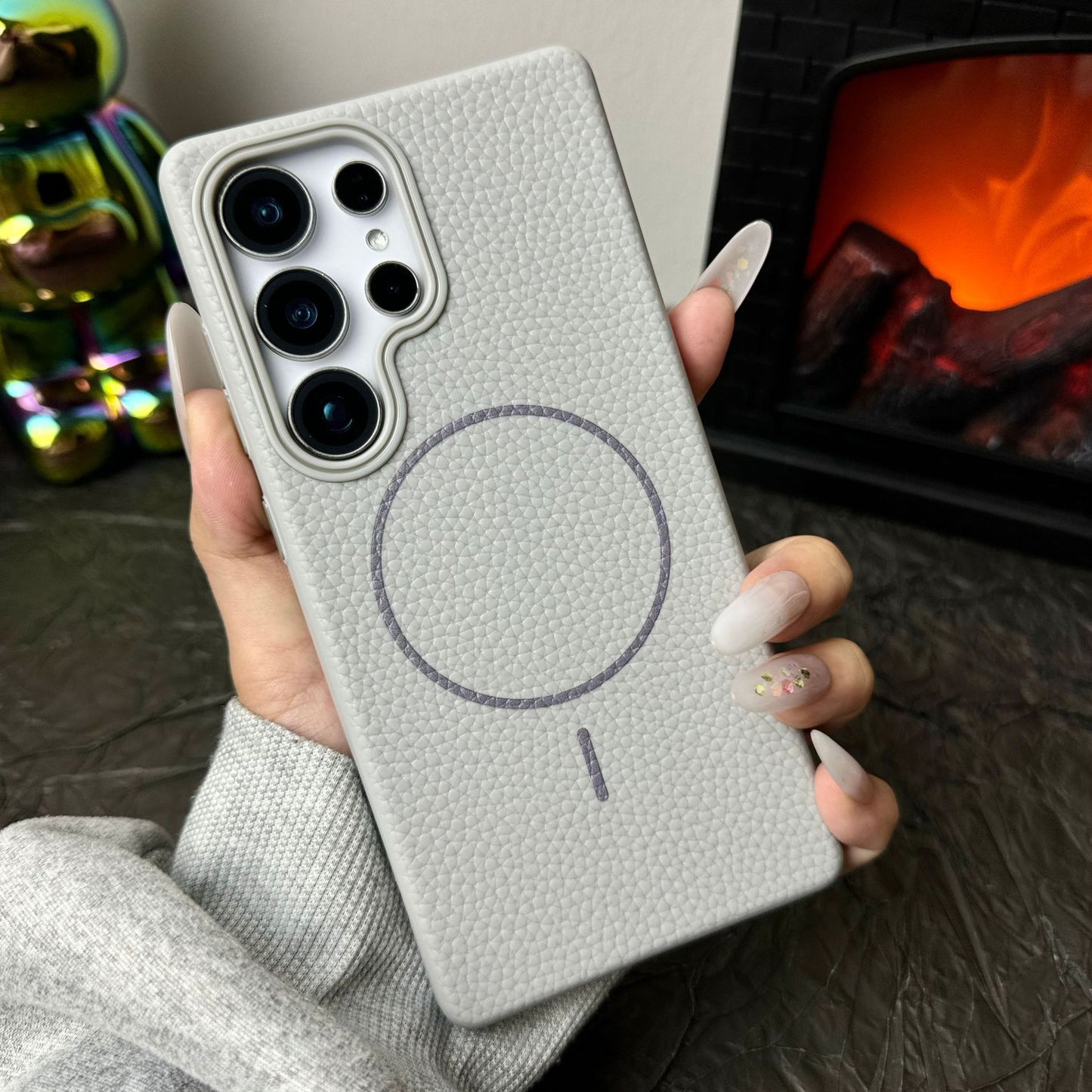 Samsung Ultra series Litchi Pattern Soft Shell Magnetic Case  (Exclusive)