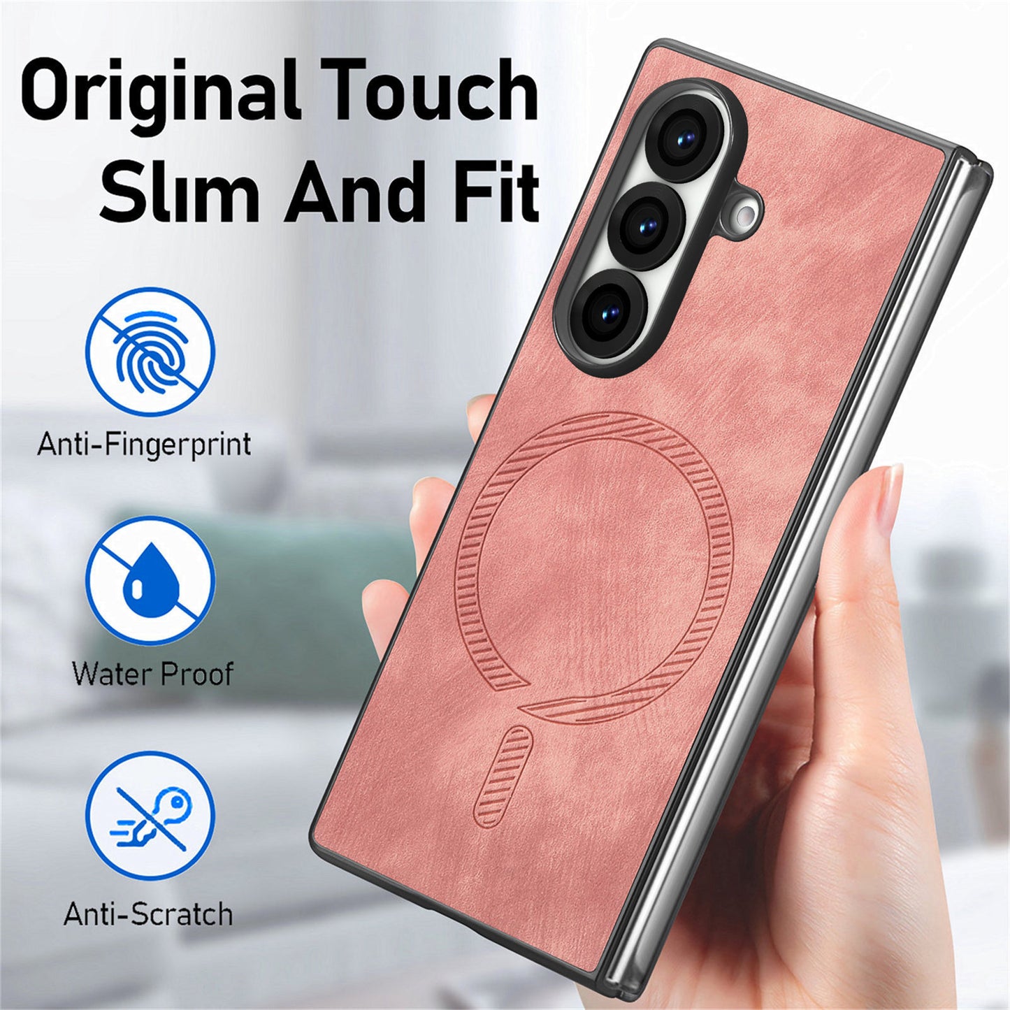Samsung Z Fold Series cover Magnetic leather Texture Protective cover  (Exclusive)