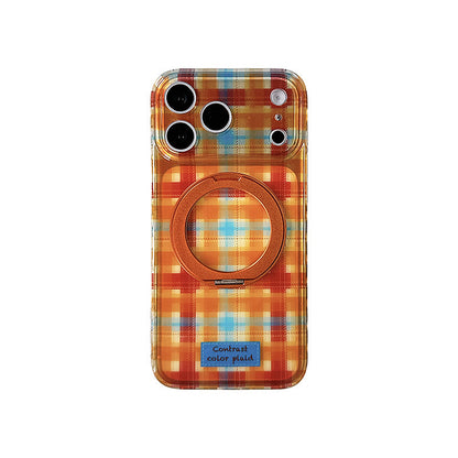 Apple Iphone Colorful Plaid 360-Degree Rotating Stand Case (Exclusive)