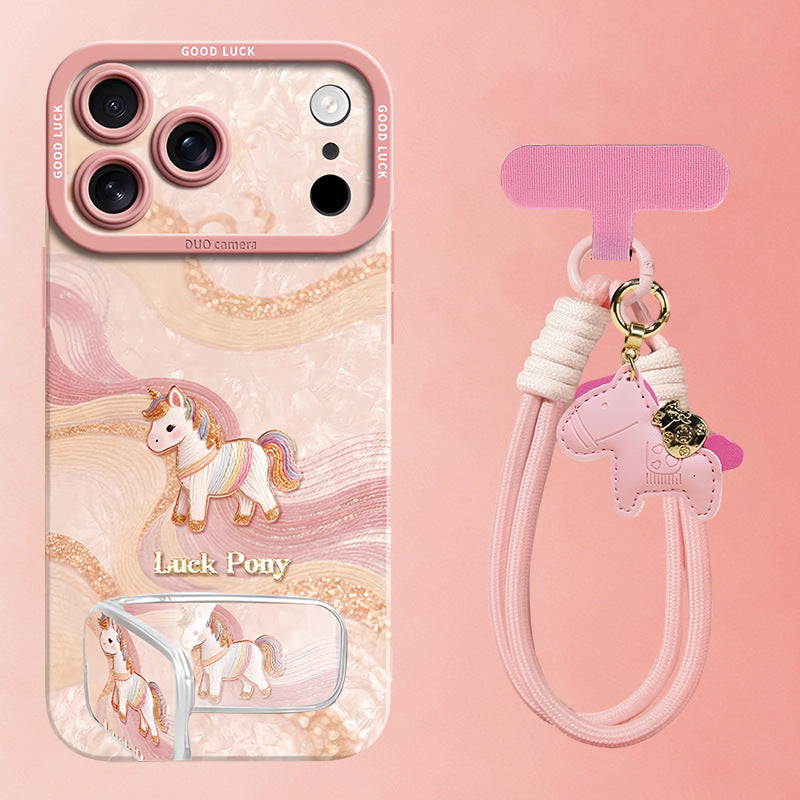Apple Iphone Horse Silk Pony Case with Mirror Stand and Hand Strap (Exclusive)