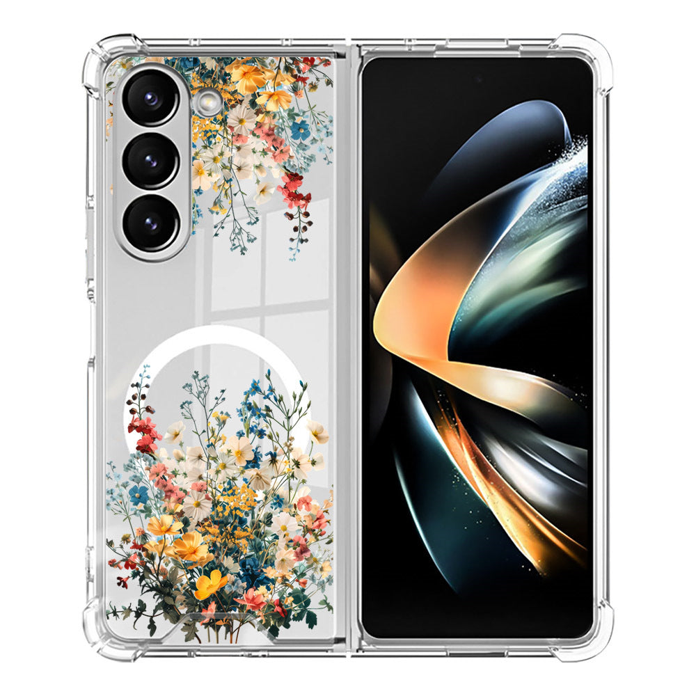 Samsung Fold & Flip Painted European and American Style Anti-Fingerprint Floral Tpu Two-In-One Phone Case (Exclusive)