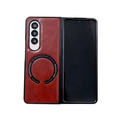 Samsung Fold series business men's retro oil-wax textured leather case (Exclusive)