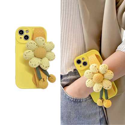 Apple Iphone Lemon yellow flower wristband lanyard Case (Exclusive)