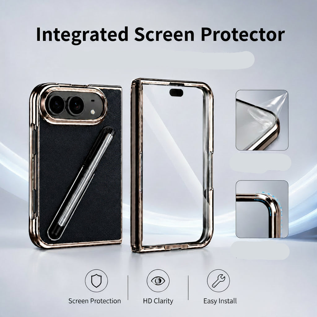 Apple iPhone Ultra Fold Electroplated Edge Vegan Leather Drop-Proof Business Case (Exclusive)