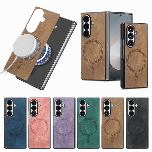 Samsung Z Fold Series cover Magnetic leather Texture Protective cover  (Exclusive)