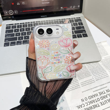 Apple Iphone Ultra ins style shell pattern flower full coverage drop protection foldable screen Case (Exclusive)