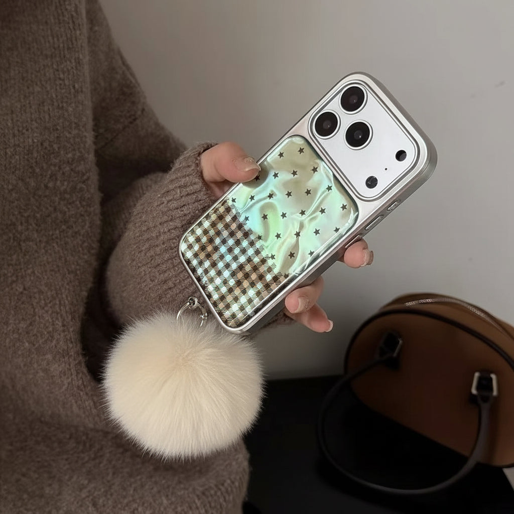 Apple Iphone Mint Green Galaxy Feather Yarn Star Ins Korean Style Case(Exclusive)