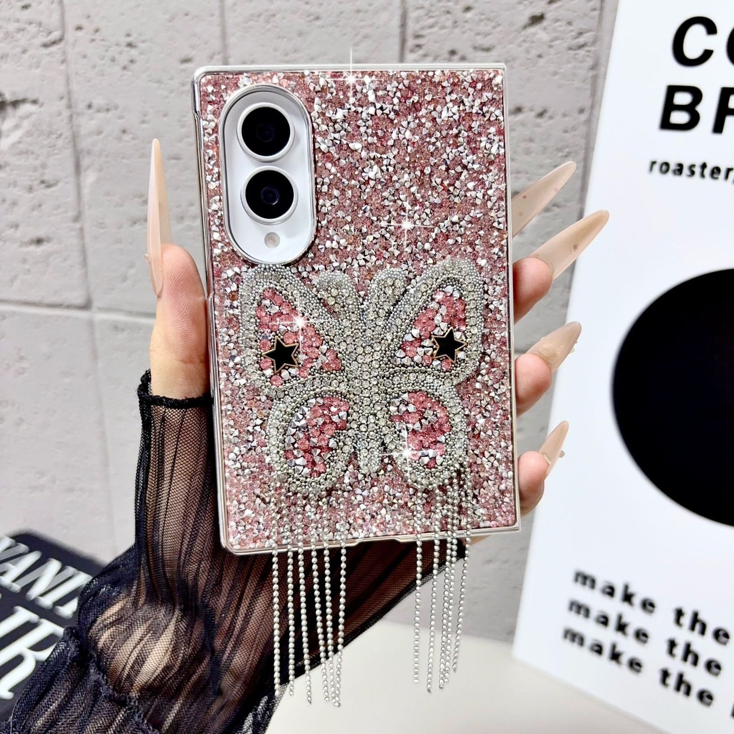 Samsung Fold & Flip series electroplated quicksand butterfly diamond folding Case (Exclusive)