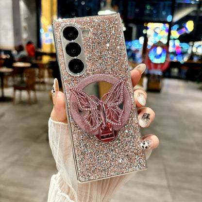 Samsung Fold Electroplated Diamond-Encrusted Butterfly Stand Folding Phone Case (Exclusive)