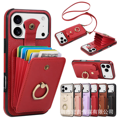 Apple iPhone Ring Buckle Accordion Crossbody Lanyard Card Holder Case (Exclusive)