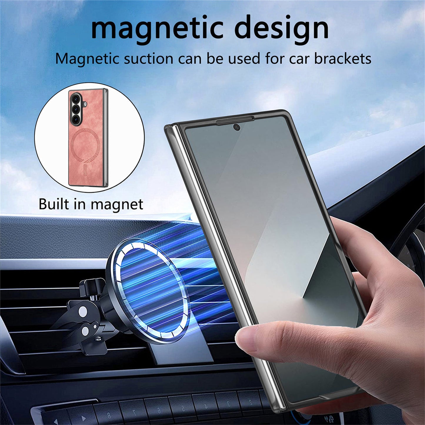 Samsung Z Fold Series cover Magnetic leather Texture Protective cover  (Exclusive)